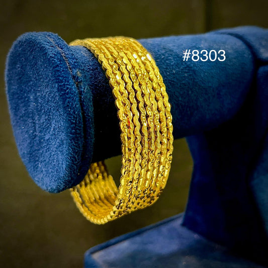 Gold Plated 8 Pc Thin Bangles 5 Gram Gold Plated Jewellery PMJ Model No : 8303