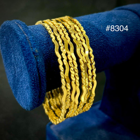 Gold Plated 8 Pc Thin Bangles 5 Gram Gold Plated Jewellery PMJ Model No : 8304