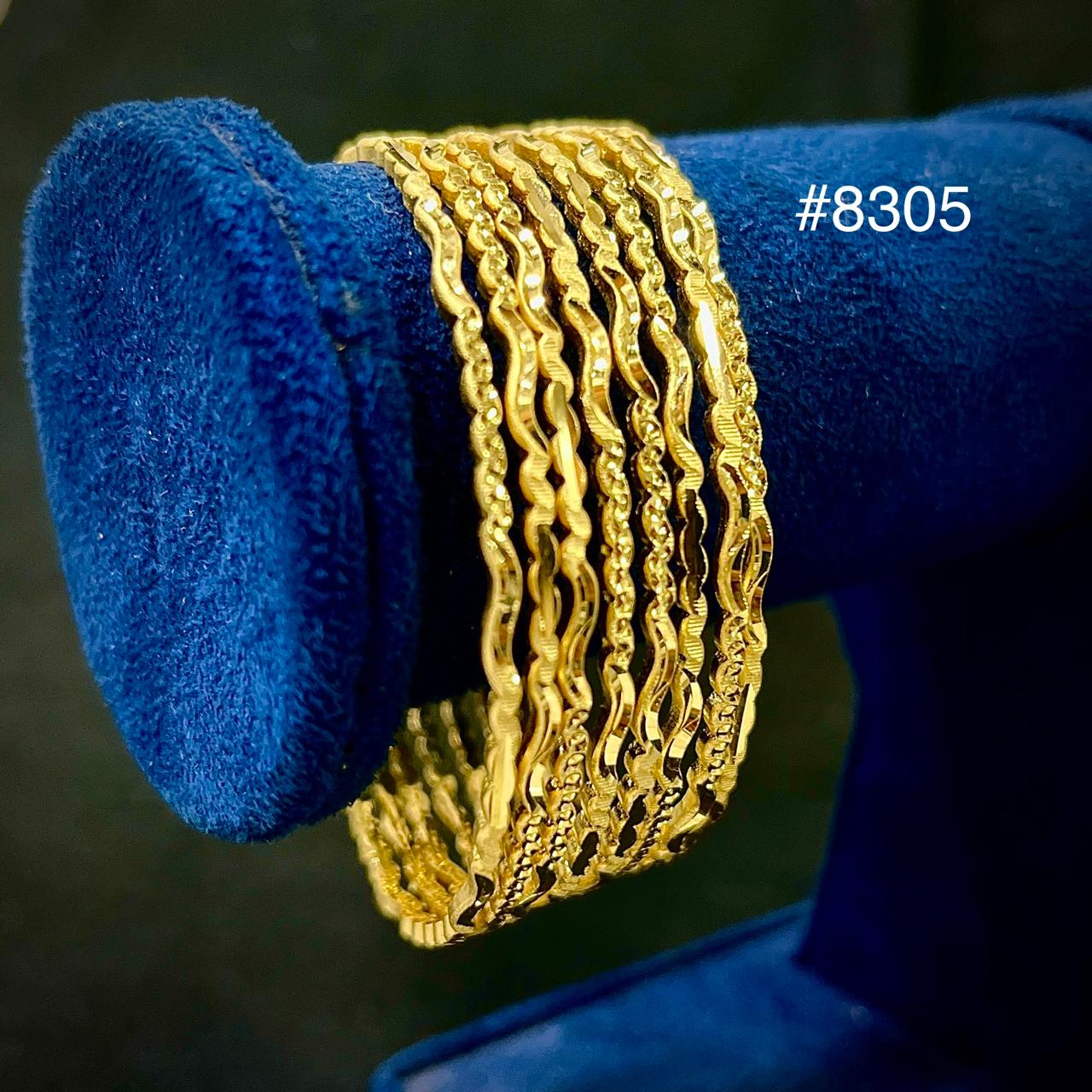 Gold Plated 8 Pc Thin Bangles 5 Gram Gold Plated Jewellery PMJ Model No : 8305