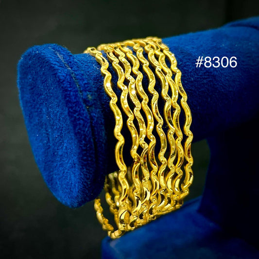 Gold Plated 8 Pc Thin Bangles 5 Gram Gold Plated Jewellery PMJ Model No : 8306