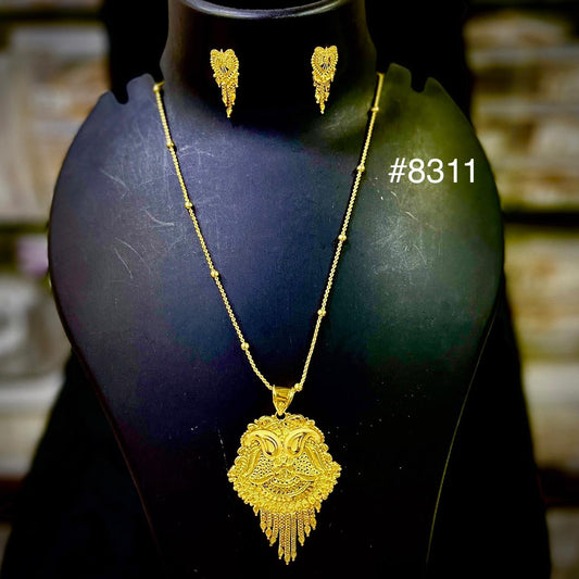 Gold Plated LONG Pendant NECKLACE 1 Gram Gold Plated Jewellery PMJ Model No : 8311