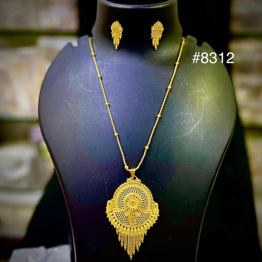Gold Plated LONG Pendant NECKLACE 1 Gram Gold Plated Jewellery PMJ Model No : 8312