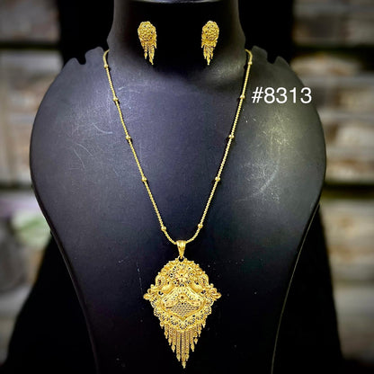 Gold Plated LONG Pendant NECKLACE 1 Gram Gold Plated Jewellery PMJ Model No :  8313