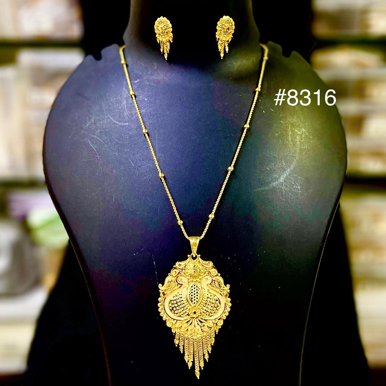 Gold Plated LONG Pendant NECKLACE 1 Gram Gold Plated Jewellery PMJ Model No :  8316