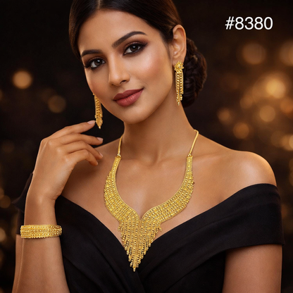 Gold Plated Short Necklace Set, PMJ Model No: 8380