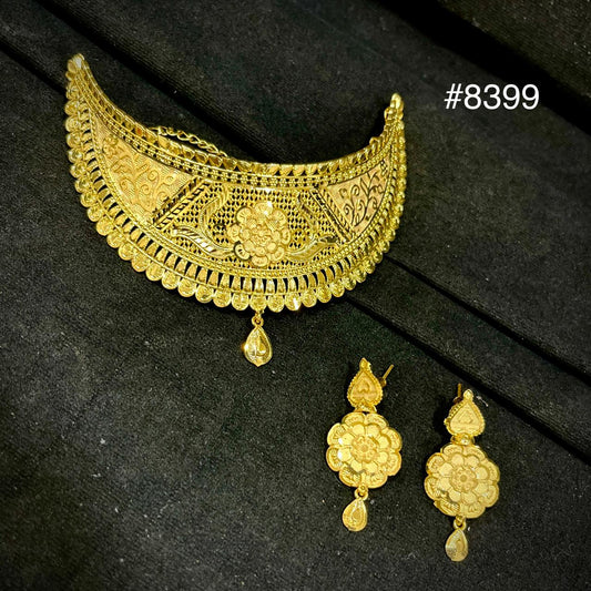 Gold Plated Floral choker necklace set Jewellery PMJ Model No : 8399