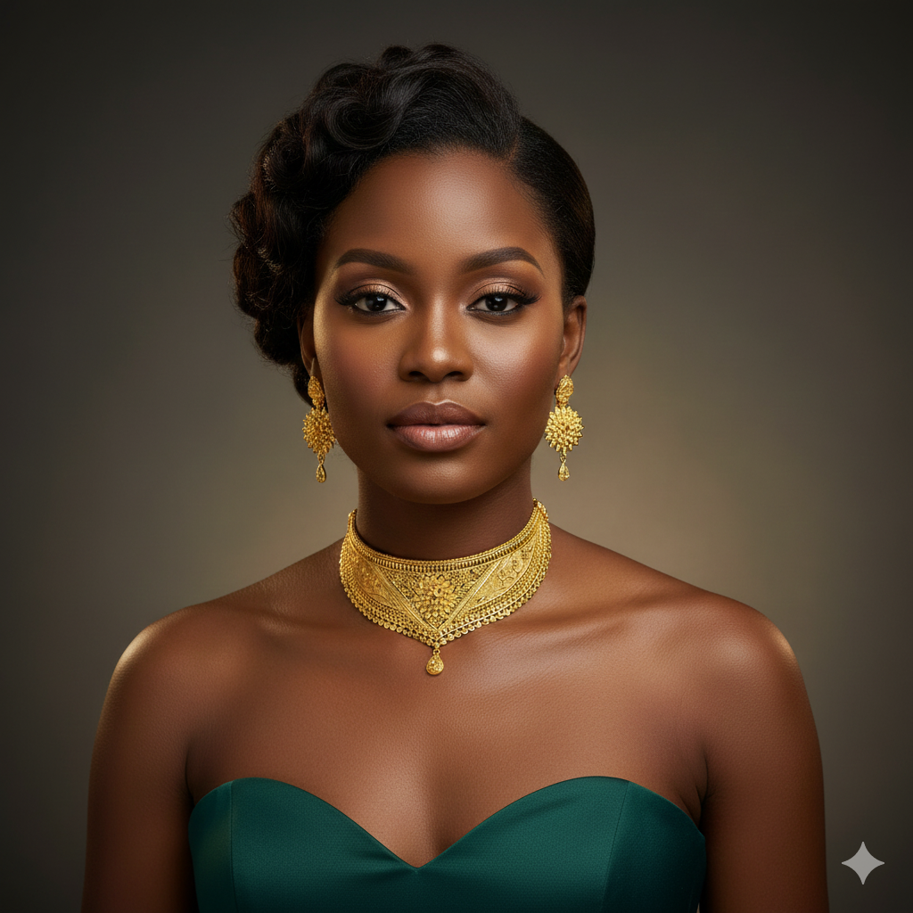 Gold Plated Floral choker necklace set Jewellery PMJ Model No : 8401