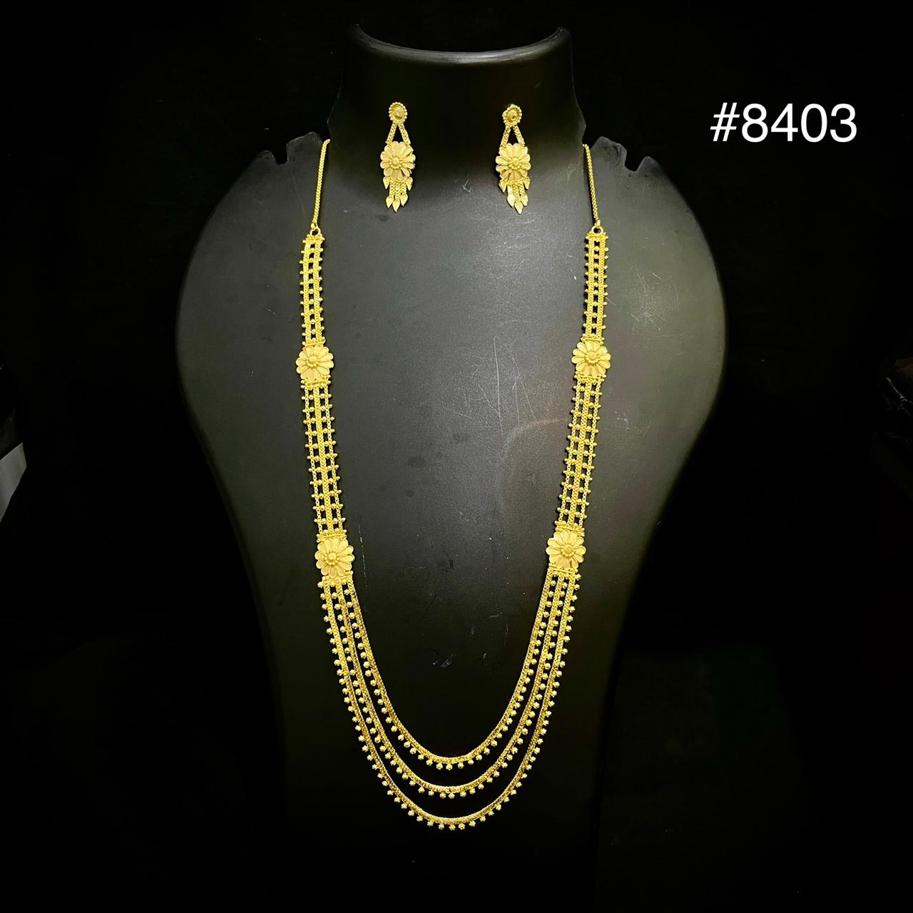 Gold Plated Long NECKLACE 5 Gram Gold Plated Jewellery PMJ Model No : 8403