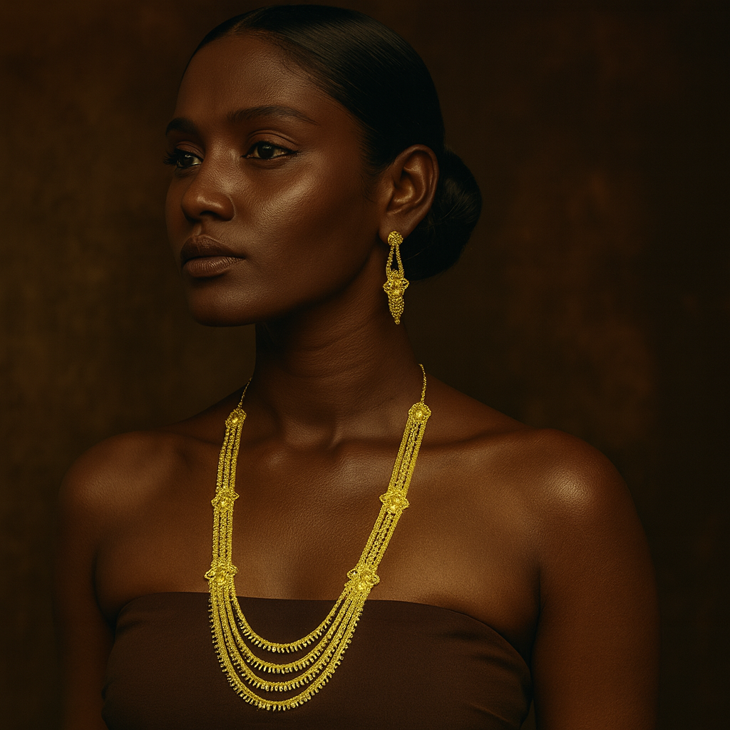 Gold Plated Long NECKLACE 5 Gram Gold Plated Jewellery PMJ Model No : 8411