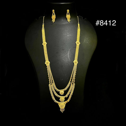 Gold Plated Long NECKLACE 5 Gram Gold Plated Jewellery PMJ Model No : 8412