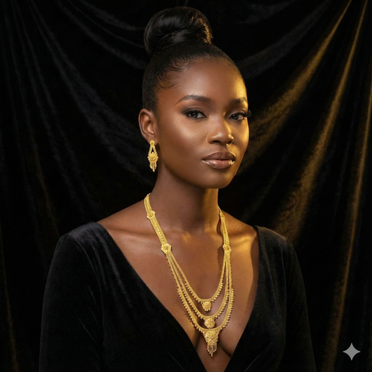 Gold Plated Long NECKLACE 5 Gram Gold Plated Jewellery PMJ Model No : 8412