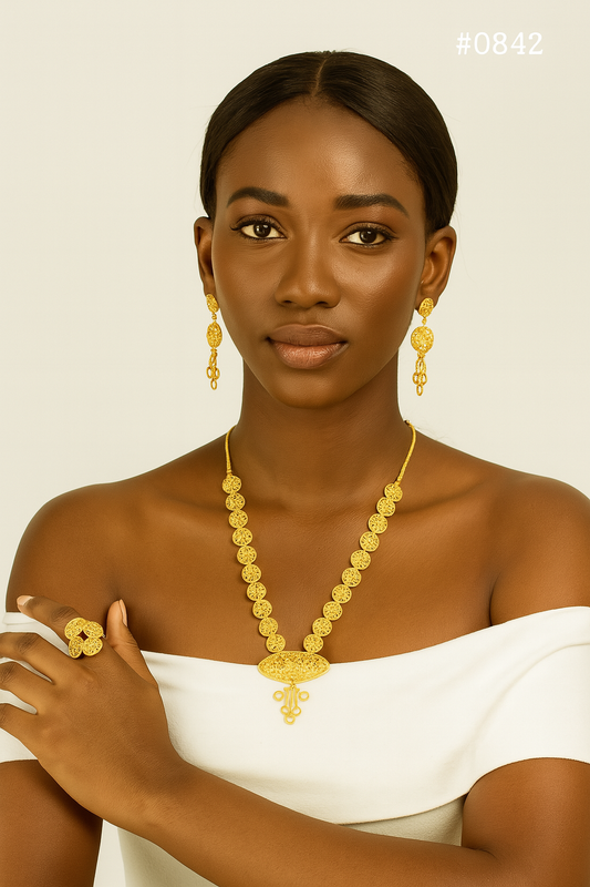 PMJ Gold Plated Sarah Gadon BeautifulHead & Shoulders Long Necklace Spice Jewelry Sale MODEL : 842