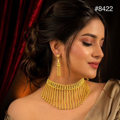Gold Plated Short Necklace 5 Gram Gold Plated Jewellery PMJ Model No : 8422