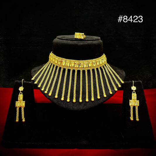 Gold Plated Short Necklace 5 Gram Gold Plated Jewellery PMJ Model No : 8423