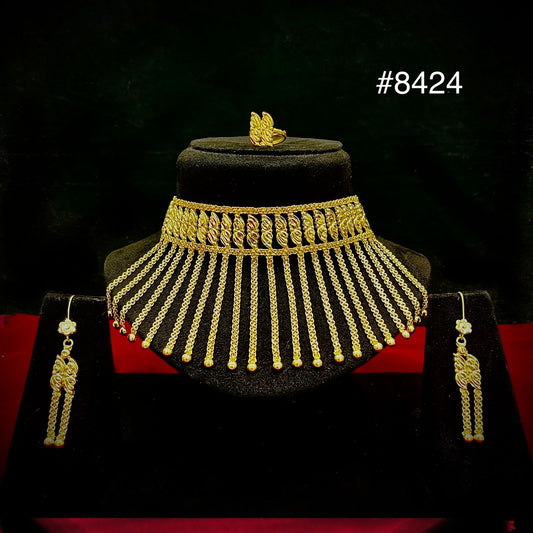 Gold Plated Short Necklace 5 Gram Gold Plated Jewellery PMJ Model No : 8424