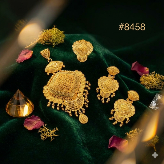 Gold Plated Pendant and Earring Set PMJ model no : 8458