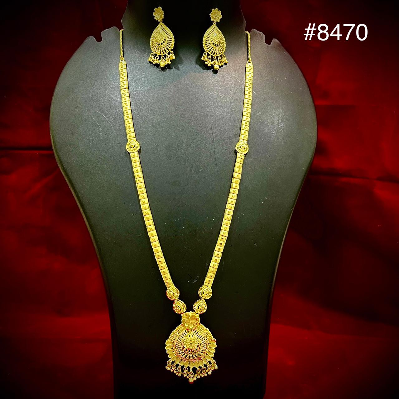 Gold Plated LONG NECKLACE 5 Gram Gold Plated Jewellery PMJ Model No : 8470