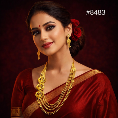 Gold Plated LONG NECKLACE 5 Gram Gold Plated Jewellery PMJ Model No : 8483