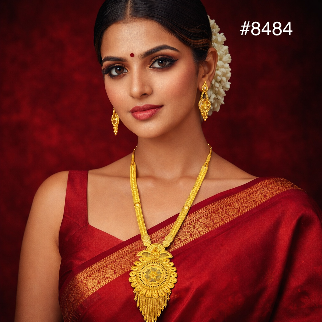 Gold Plated LONG NECKLACE 5 Gram Gold Plated Jewellery PMJ Model No : 8484