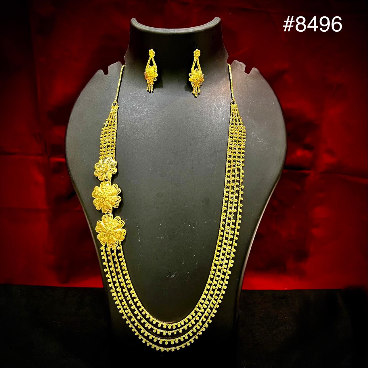 Gold Plated LONG NECKLACE 5 Gram Gold Plated Jewellery PMJ Model No : 8496