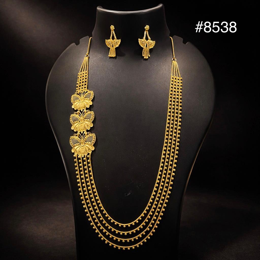 Gold Plated LONG NECKLACE 5 Gram Gold Plated Jewellery PMJ Model No : 8538