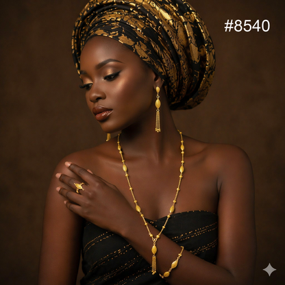 Gold Plated LONG NECKLACE 5 Grammes Gold Plated Jewellery Set PMJ Model No : 8540
