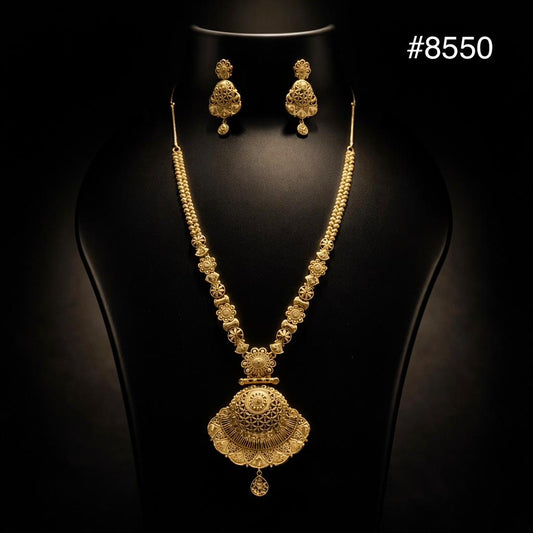 Gold Plated LONG NECKLACE 5 Gram Gold Plated Jewellery PMJ Model No : 8550