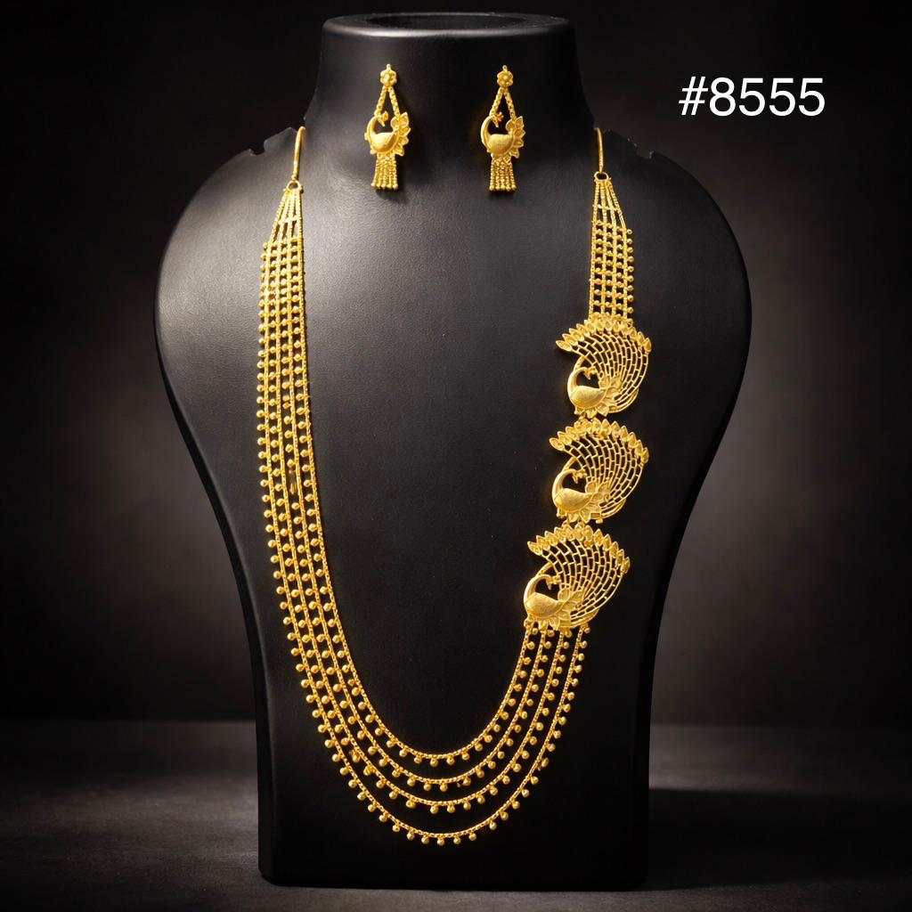 Gold Plated LONG NECKLACE 5 Gram Gold Plated Jewellery PMJ Model No : 8555