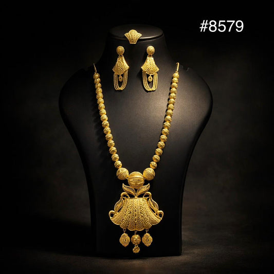 Gold Plated LONG NECKLACE 5 Gram Gold Plated Jewellery PMJ Model No : 8579