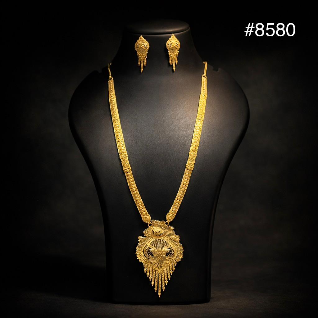 Gold Plated LONG NECKLACE 5 Gram Gold Plated Jewellery PMJ Model No : 8580