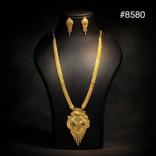Gold Plated LONG NECKLACE 5 Gram Gold Plated Jewellery PMJ Model No : 8580