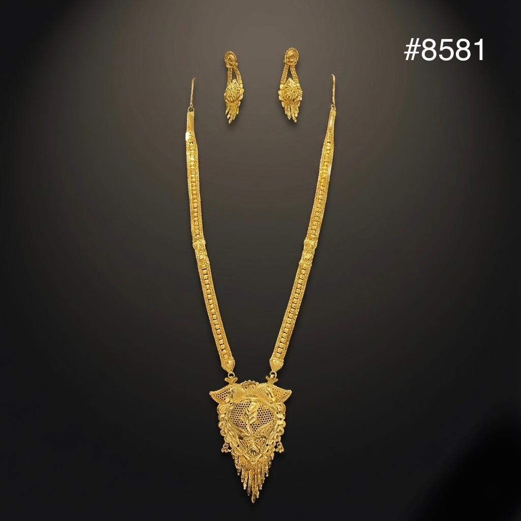 Gold Plated LONG NECKLACE 5 Gram Gold Plated Jewellery PMJ Model No : 8581