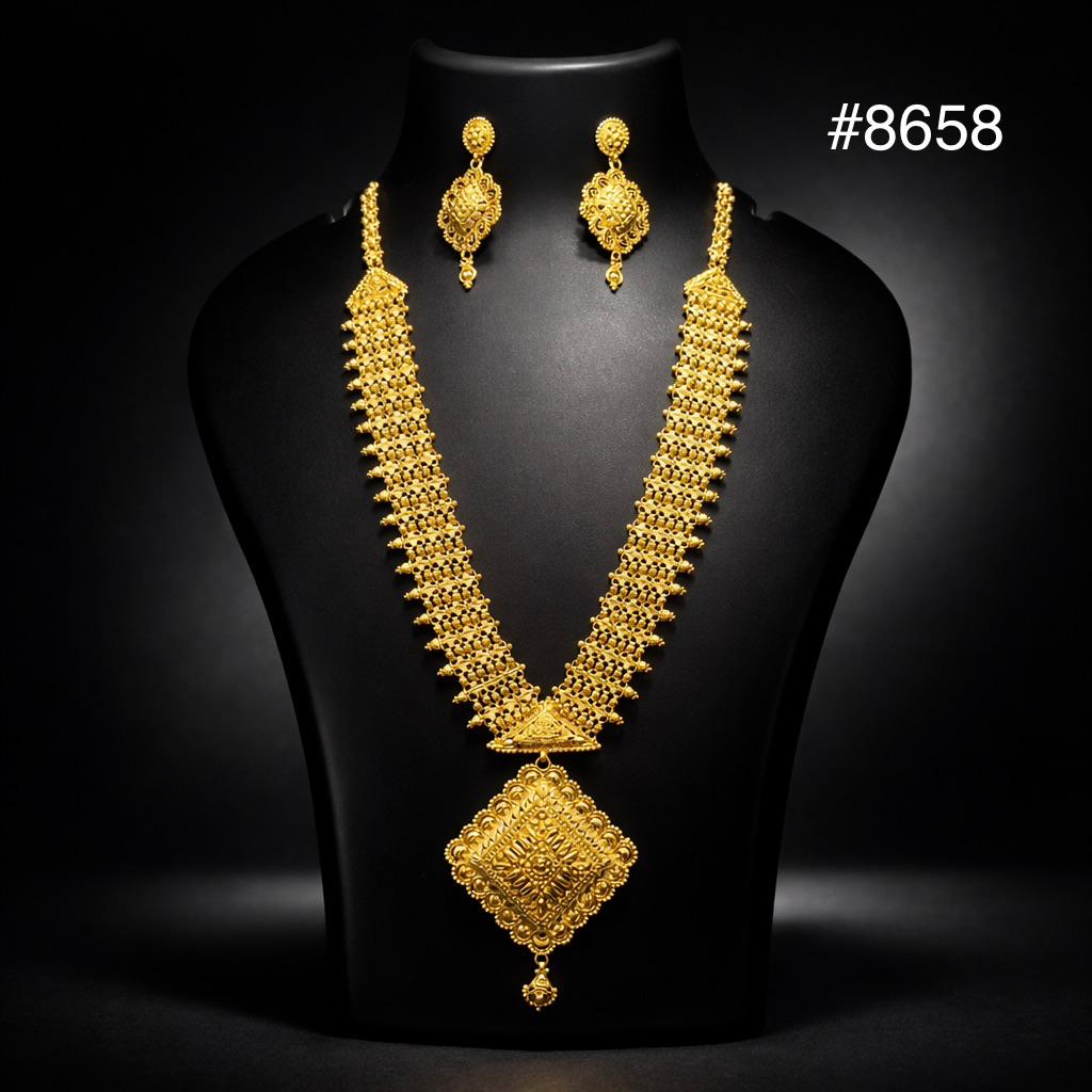 Gold Plated LONG NECKLACE 5 Gram Gold Plated Jewellery PMJ Model No : 8658