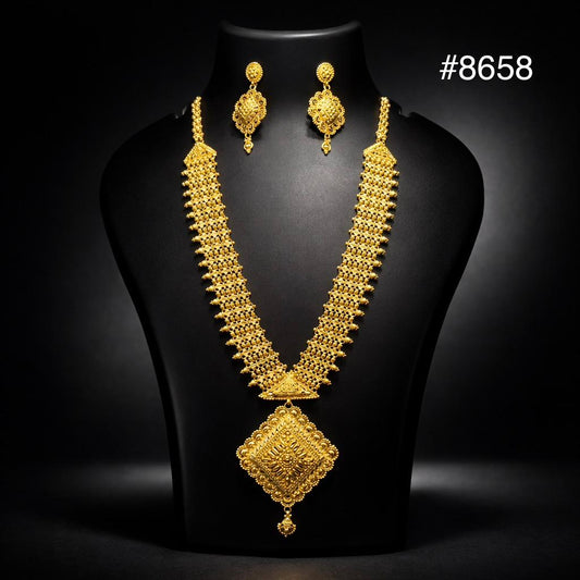 Gold Plated LONG NECKLACE 5 Gram Gold Plated Jewellery PMJ Model No : 8658