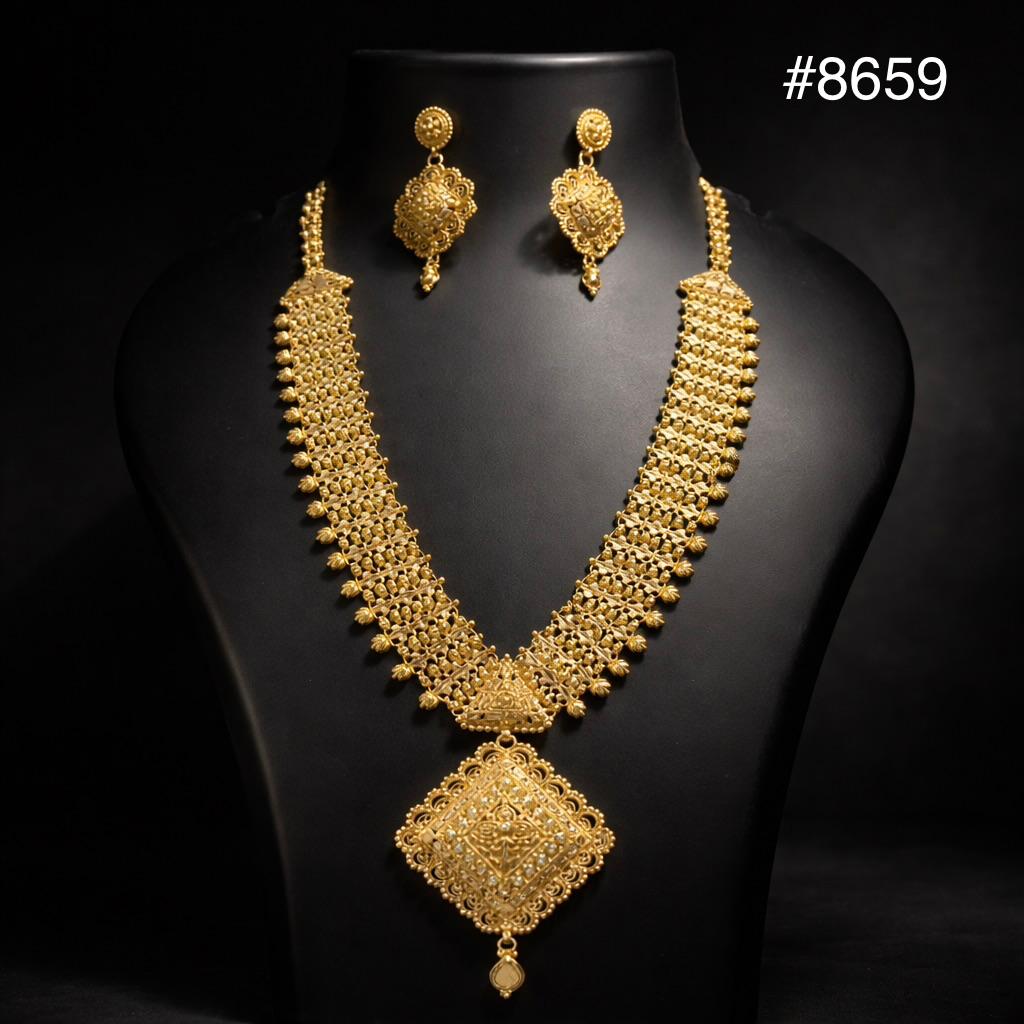 Gold Plated LONG NECKLACE 5 Gram Gold Plated Jewellery PMJ Model No : 8659