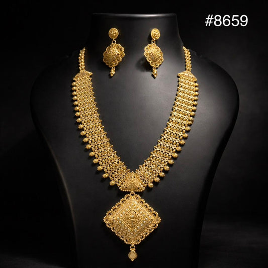 Gold Plated LONG NECKLACE 5 Gram Gold Plated Jewellery PMJ Model No : 8659