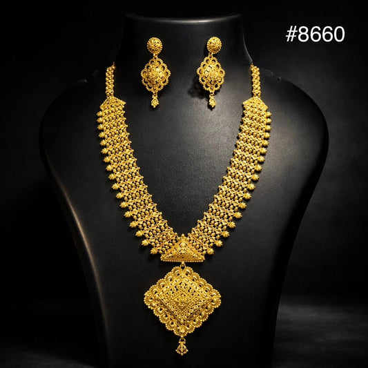 Gold Plated LONG NECKLACE 5 Gram Gold Plated Jewellery PMJ Model No : 8660