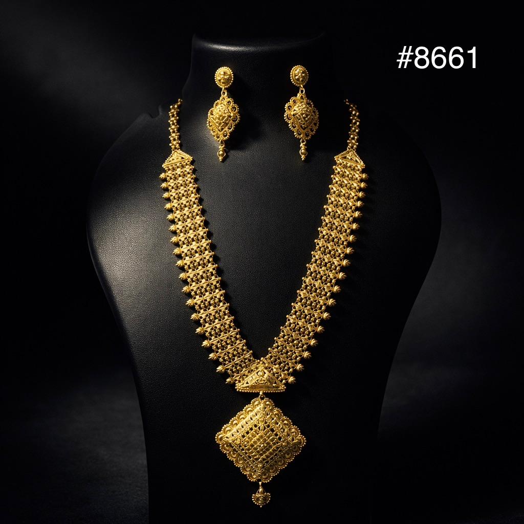 Gold Plated LONG NECKLACE 5 Gram Gold Plated Jewellery PMJ Model No : 8661