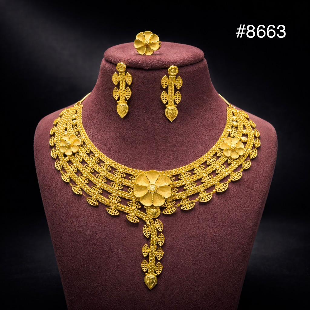 Gold Plated LONG NECKLACE 5 Gram Gold Plated Jewellery PMJ Model No : 8663