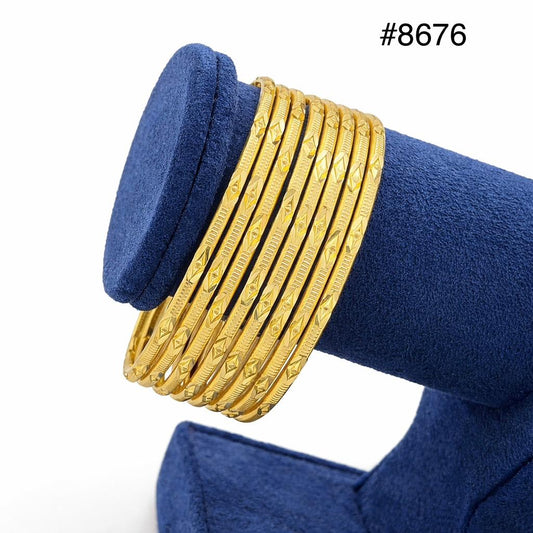 Gold Plated 8 Pc Thin Bangles 5 Gram Gold Plated Jewellery PMJ Model No : 8676