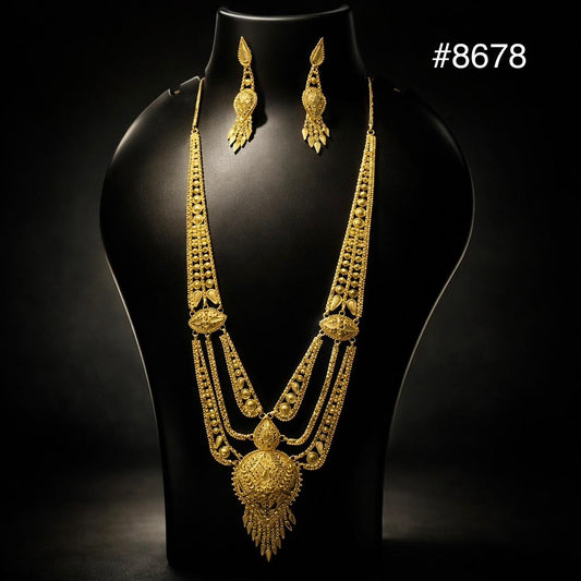 Poojamani Royal Filigree Long Necklace Set – PMJ Design No. 8678