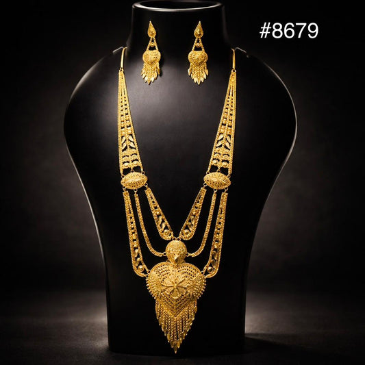 Poojamani Royal Filigree Long Necklace Set – PMJ Design No. 8679