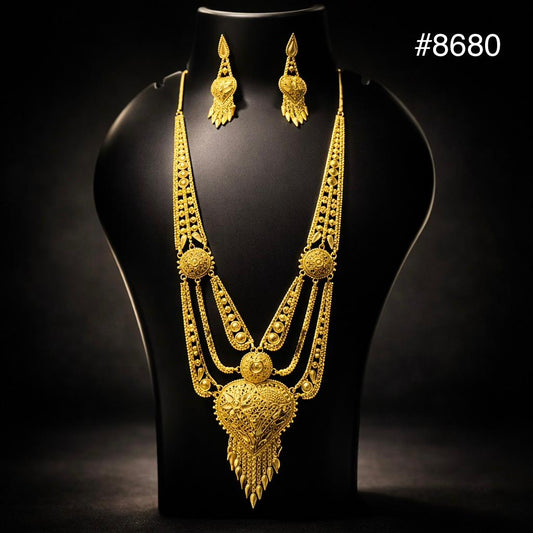 Poojamani Royal Filigree Long Necklace Set – PMJ Design No. 8680