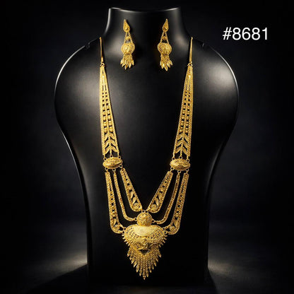 Poojamani Royal Filigree Long Necklace Set – PMJ Design No. 8681