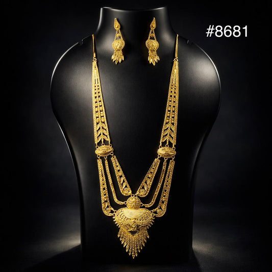 Poojamani Royal Filigree Long Necklace Set – PMJ Design No. 8681