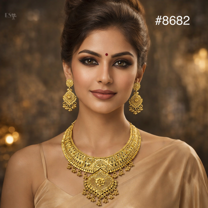 Gold Plated LONG NECKLACE 5 Gram Gold Plated Jewellery PMJ Model No : 8682