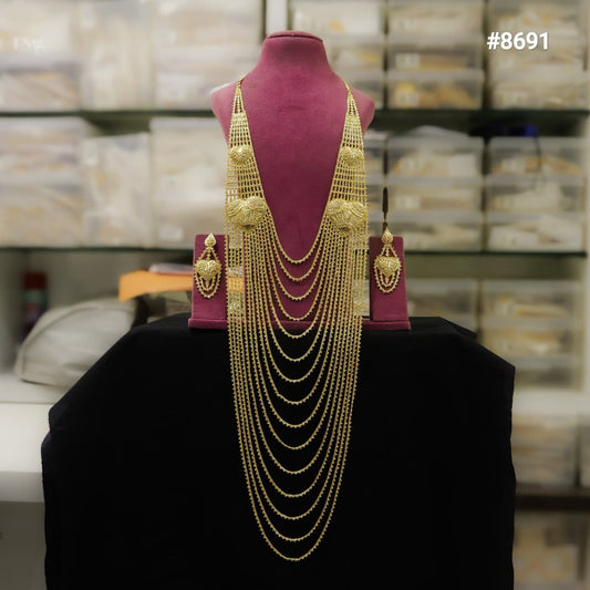 Gold Plated Long NECKLACE 5 Gram Gold Plated Jewellery PMJ Model No : 8691