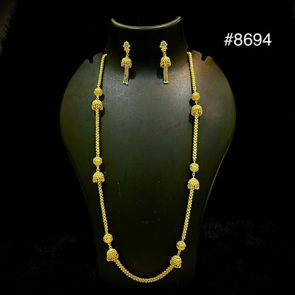 Gold Plated Long NECKLACE 5 Gram Gold Plated Jewellery PMJ Model No : 8694