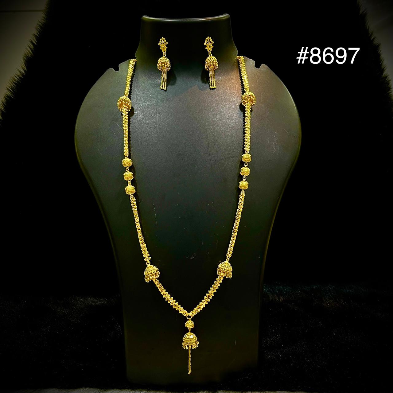 Gold Plated Long NECKLACE 5 Gram Gold Plated Jewellery PMJ Model No : 8697