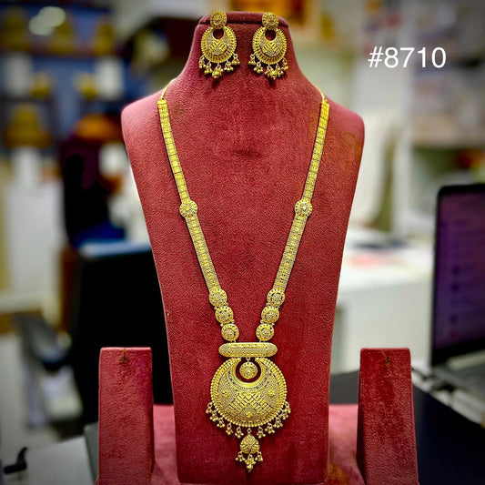 Gold Plated LONG NECKLACE 5 Gram Gold Plated Jewellery PMJ Model No : 8710